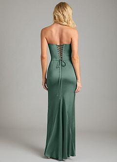 Azazie Sorrel Bridesmaid Dresses Eucalyptus Mermaid Strapless Stretch Satin Convertible Dress image2