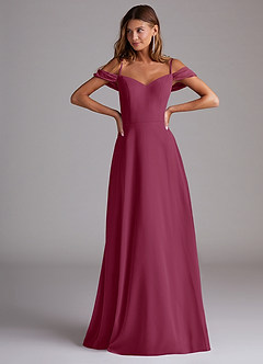 Azazie Marley Bridesmaid Dresses Mulberry A-Line Off the Shoulder Chiffon Convertible Dress image4