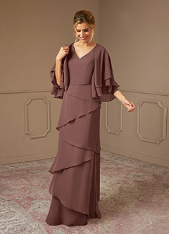 Azazie OHara Abiti per la Madre della Sposa Abito A-Line in Chiffon con Scollo a V Espresso image3