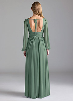 Azazie Norah Bridesmaid Dresses Eucalyptus A-Line Mesh Dress image6