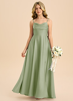 Azazie Bear Junior Dusty Sage A-Line Sweetheart Neckline Stretch Satin Dress image3