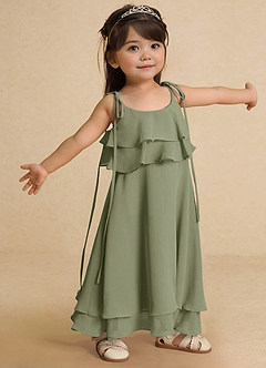 Azazie Temi Flower Girl Dresses Pistachio A-Line Spaghetti Strap Chiffon Dress image8