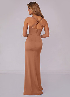 Barbie ♥ Azazie Bridesmaid Dresses Bronzer Mermaid Pleated Stretch Satin Dress image2