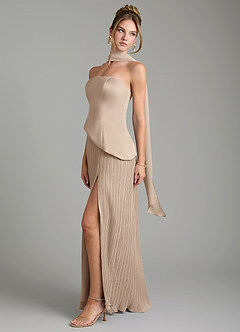 Azazie Tierney Bridesmaid Dresses Taupe A-Line Strapless Chiffon Convertible Dress image8