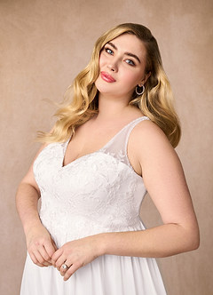 Azazie Carmella At-home Try On Dresses Diamond White A-Line Sequins Chiffon Dress image11