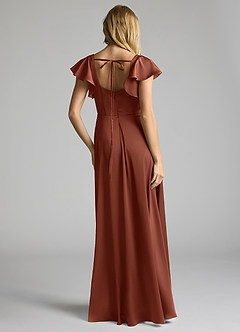 Azazie Bondi Bridesmaid Dresses Clay A-Line Bow Stretch Satin Dress image4