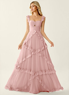 Mirabelle Rose Poudré Robe de bal en mousseline corsetée à lacets dans le dos et volants image6
