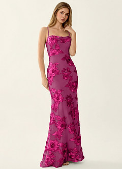 Kailani Fuchsia 3D Flowers Corset Mermaid Lace Up Back Prom Dress image4