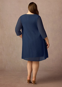 Azazie Beth Mother of the Bride Dresses Dark Navy A-Line Scoop Sequins Chiffon Dress image2
