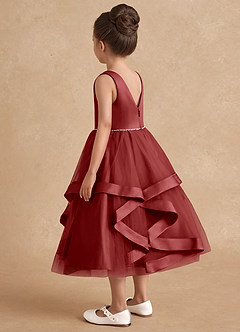 Azazie Posy Flower Girl Dresses Rust A-Line Beaded Tulle Dress image2