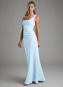 Azazie Asa Bridesmaid Dresses Sky Blue Sheath Corset Chiffon Dress image4