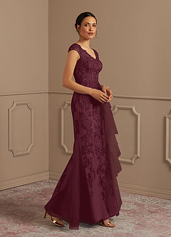 Azazie Melena Mother of the Bride Dresses Cabernet Mermaid Lace Tulle Dress image2