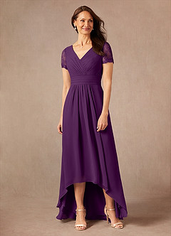 Azazie Polly Kleider für die Brautmutter A-Linie Spitze Chiffon Kleid Traube image1