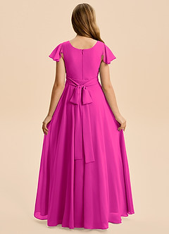 Azazie Cady Junior Fuchsia A-Line Pleated Chiffon Dress image2