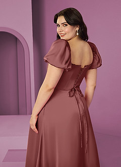 Barbie ♥ Azazie Bridesmaid Dresses Amethyst A-Line Ruched Stretch Satin Dress image8