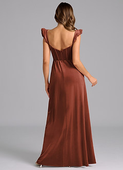 Azazie Denisse Bridesmaid Dresses Terracotta A-Line Ruched Velvet Dress image7