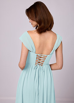 Barbie ♥ Azazie Bridesmaid Dresses Sea Glass A-Line Corset Chiffon Dress image14