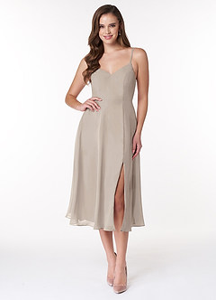 Azazie Clarissa Bridesmaid Dresses Frost A-Line V-Neck Chiffon Dress image1