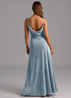 Azazie Olaine Final Sale Dusty Blue A-Line Pleated Velvet Dress image2