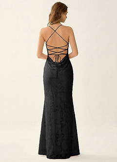 Natasha Black Floral Burnout Mermaid Prom Dress image2