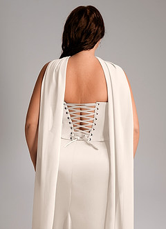 Azazie Sorrel Robes de demoiselle d'honneur Robe Sirène Convertible en Satin extensible Bustier Albâtre Blanc image11