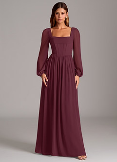Azazie Maree Bridesmaid Dresses Cabernet A-Line Corset Chiffon Dress image5
