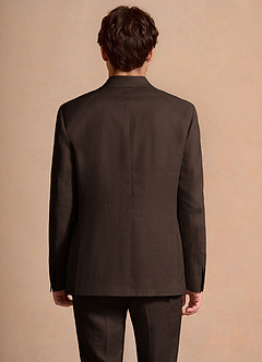 front Wesley Marron Foncé veste de costume en lin mélangé