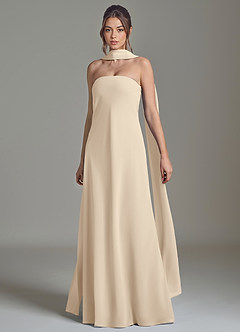Azazie Ilana Bridesmaid Dresses Champagne A-Line Strapless Chiffon Dress image3
