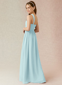 Azazie Jiya Junior Sea Glass A-Line Pleated Chiffon Dress image5
