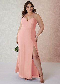 Azazie Manila Vestidos de damas de honor Vestido de Rosetón de Gasa de Corte Recto con Cuello en V image7