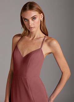 Azazie Manila Bridesmaid Dresses Amethyst Sheath V-Neck Chiffon Dress image6