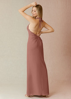 Azazie Yessi Brautjungfernkleider Etui Plissee Chiffon Kleid Zedernrose image2