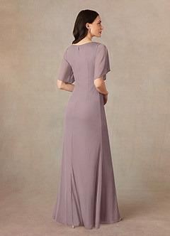 Azazie Selah Mother of the Bride Dresses Dusk A-Line V-Neck ruched Mesh Dress image4
