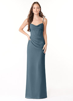 Azazie Mai Bridesmaid Dresses Twilight Sheath Pleated Chiffon Dress image1