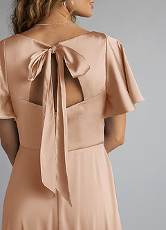 Azazie Kimber Bridesmaid Dresses English Rose A-Line Ruched Stretch Satin Dress image5