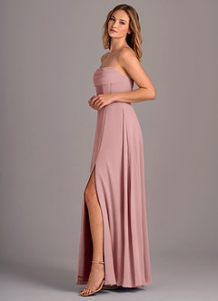 Azazie Carolyn Bridesmaid Dresses Dusty Rose A-Line Pleated Chiffon Dress image3