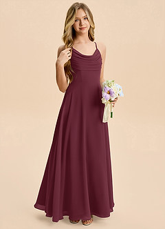 Azazie Gia Junior Cabernet A-Line Pleated Chiffon Dress image5