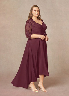 Azazie Devereaux Mother of the Bride Dresses Cabernet A-Line Lace Chiffon Dress image8