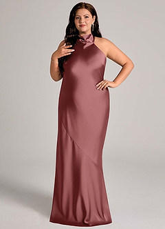 Azazie Velli Bridesmaid Dresses Amethyst Mermaid High Neck Stretch Satin Dress image8