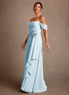 Azazie Amherst Abiti per la Madre della Sposa Abito A-Line in Chiffon a Spalla Scoperta Azzurro image4