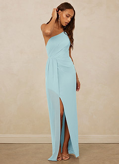 Christian Siriano Bridal for Azazie 1003 Bridesmaid Dresses Sea Glass Sheath One Shoulder Chiffon Dress image3