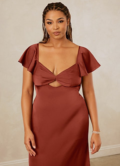 Christian Siriano Bridal for Azazie 1005 Robes de demoiselle d'honneur Robe Fourreau en Satin extensible Encolure en Forme de Cœur Terracotta image14