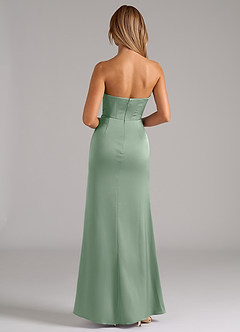 Azazie Johana Jurken voor bruidsmeisjes Converteerbaar Jurk van Stretch Satijn met Zeemeermin Off the Shoulder Agave image7