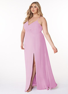 Azazie Everleigh Abiti da Damigella Abito A-Line in Chiffon con Scollo a Cuore a Pieghe Rosa Confetto image11