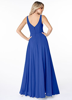 Azazie Calvi Bridesmaid Dresses Royal Blue A-Line Ruched Chiffon Dress image2