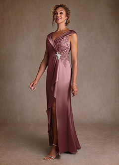 Azazie Santa Monica Mother of the Bride Dresses Vintage Mauve A-Line Lace Dress image4