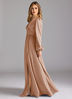 Azazie Norah Brautjungfernkleider A-Linie Stretch-Satin Kleid Englisches Rosa image4
