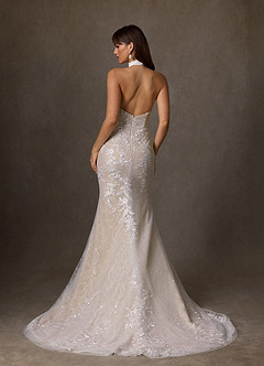 Azazie Kaiyana Suknie ślubne Osłona Wysoka Kołnierz Sznurówka Pociąg Kapliczny Sukienka image2