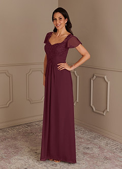 Azazie Gwenyth Mother of the Bride Dresses A-Line Lace Chiffon Sweep train Dress image4