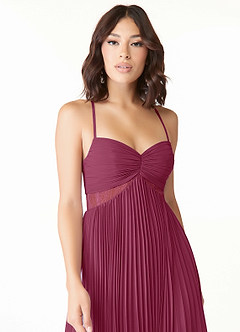 Azazie Devyn At-home Try On Dresses Frost A-Line Corset Chiffon Dress image5